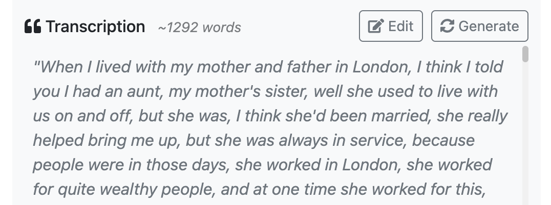 MemoryJam Transcriptions Interface